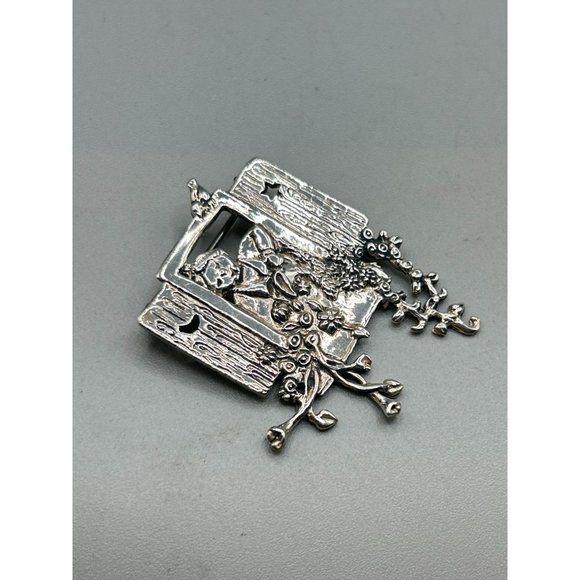 Meink 925 Signed Handcrafted Sterling Silver Pin Plant Lady On Her Window - Picture 2 of 6